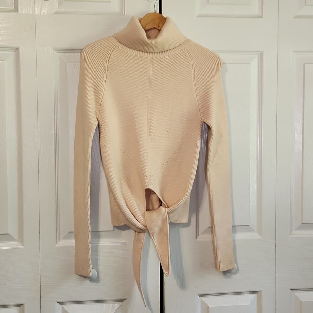 Lovers And Friends Womens Skye Sweater In Blush Tie Front Turtleneck Size XS NWT